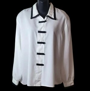 IMPRESSIONS Button-Down Long-Sleeve Solid Blouse